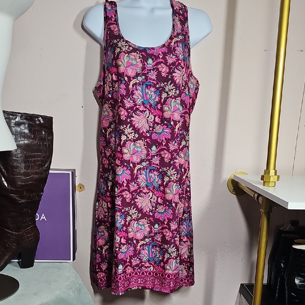 Floral Mini/Midi Dress - Pink Floral Simple Dress. Very Light Dress. Swim Cover